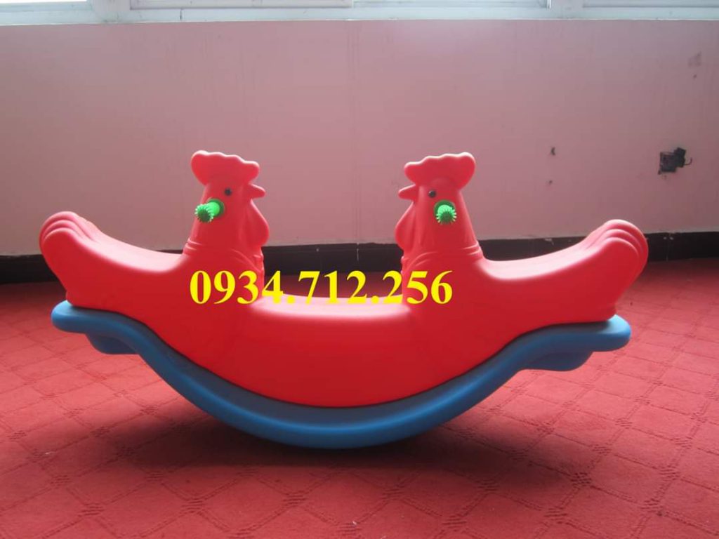 Bập bênh đôi con gà, đồ chơi mầm non, thiết bị mầm non